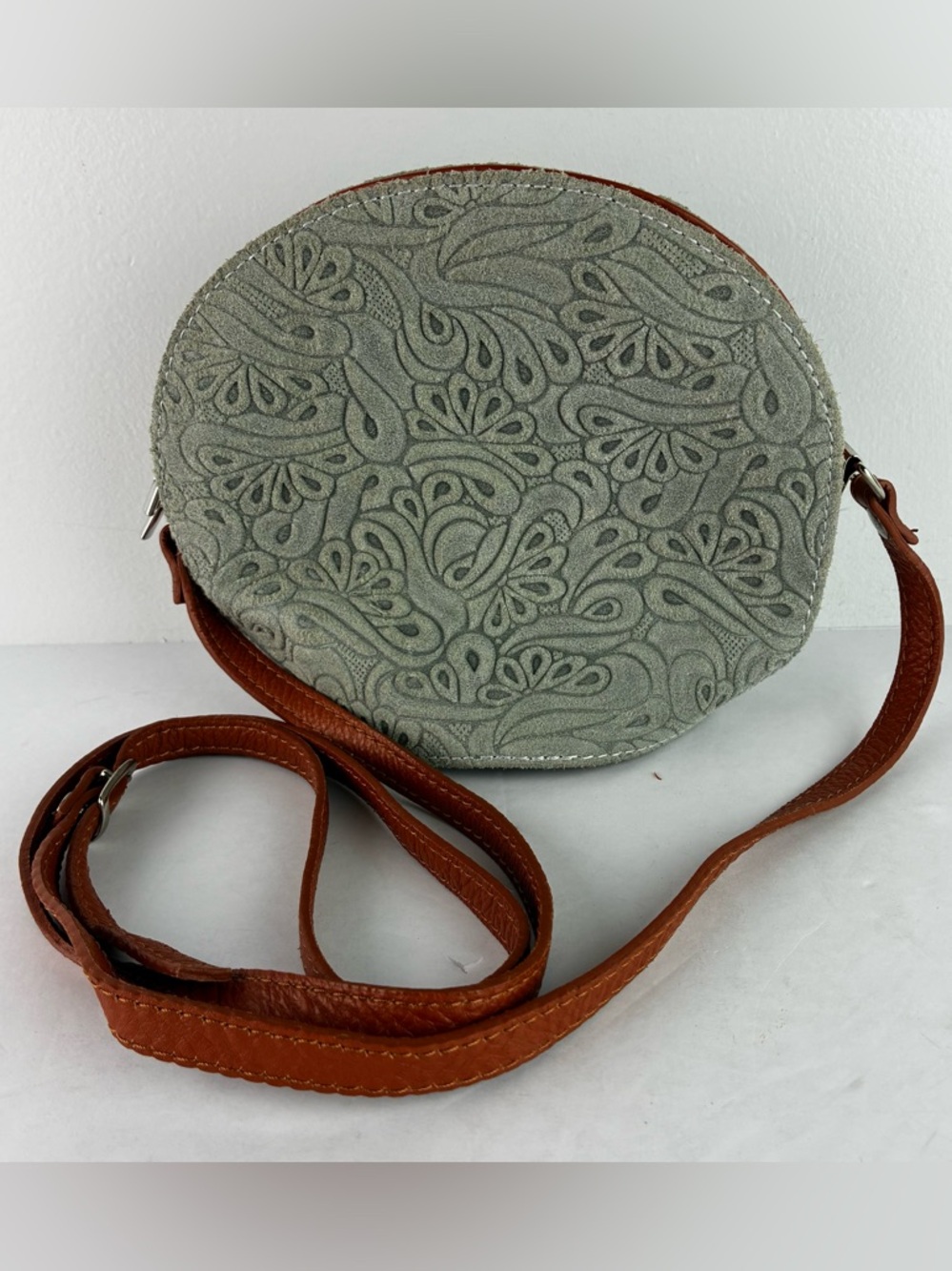 Italian Floral Embossed Leather Small Purse NWOT